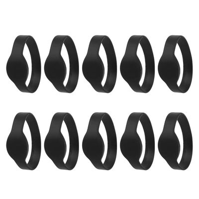 Ic Bracelet Wristband Card Access Control Card 10pcs 13.56mhz Wristband Silicone Bracelet Ic Card for Swimming Pool Room (Black)