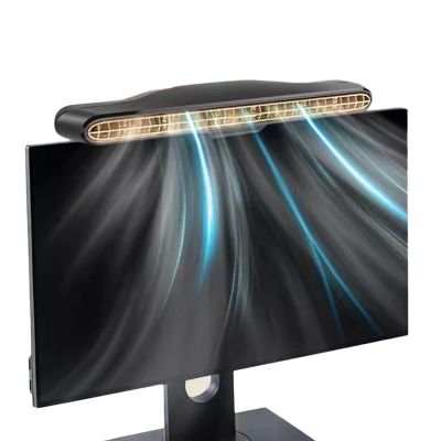 OVARIA Clip On Monitor Fan, Personal Cooling Fan for Computer, 3 Wind Speeds, 30cm Long Air Outlet, Quiet USB Bladeless Fan, for Flat and Curved Monitor, Laptop(Color:Black)