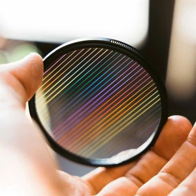 49mm Color Streak Filter 52mm Blue Streak Filter Star Light Effect Filters 55mm Orange Dot to Line Filter 58mm Screen Widen Lens(58mm,Colorful flare)
