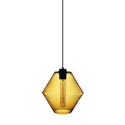 TONFON OJRGG Rhombic Glass Pendant Light Modern Metal Finish Chandelier Mid Century Hanging Light for Kitchen Island Living Room Bedroom Bedside Dining Room Hallway Ceiling Light Fixture(B)