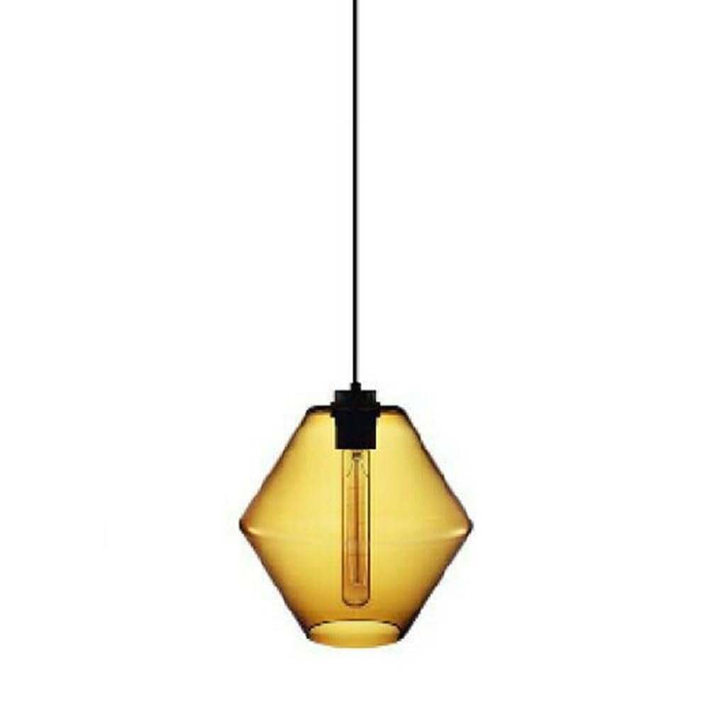 TONFON OJRGG Rhombic Glass Pendant Light Modern Metal Finish Chandelier Mid Century Hanging Light for Kitchen Island Living Room Bedroom Bedside Dining Room Hallway Ceiling Light Fixture(B)