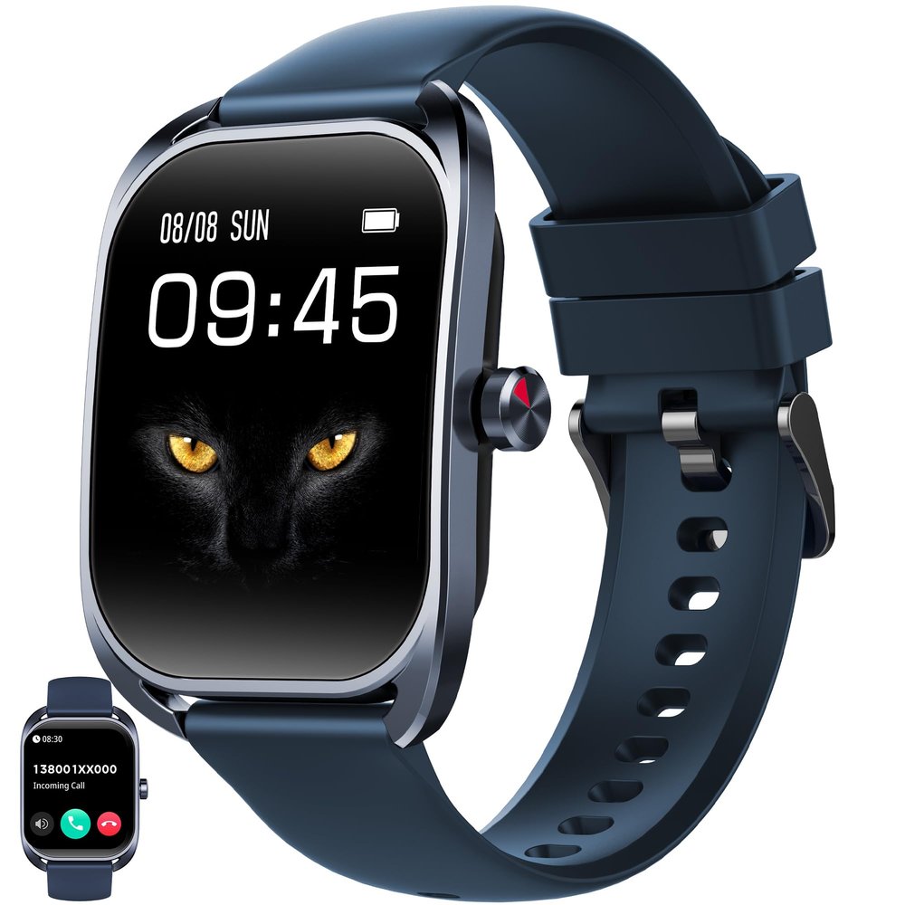 Smart Watches for Men(Answer/Make Call), 2.01" Curved Screen HD Fitness Tracker Watch with Blood Pressure/Heart Rate Monitor, SpO2, 100+ Sports Fitness Smart Watch for Android/iOS Phones (Blue)