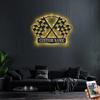 Decor Sign, Custom Checkered Racing Flag Metal Wall Art With LED Light, Personalized Racer Name Sign Decoration For Room, Racing Metal LED Decor view 3