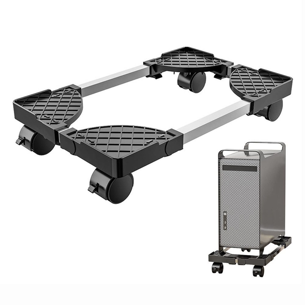CPU Stand PC Tower Stand, Adjustable Mobile CPU Stand with Rolling Caster Wheels, Floor PC Host Holder for Desktop PC Case, Fits Home Office Under Desk PC Tower Stand