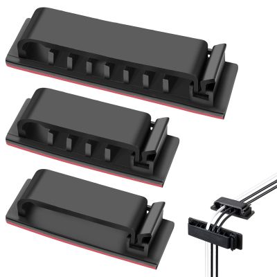 20 Pcs Cable Management Clips, Self-Adhesive Cable Management Clips, Electrical Wire Organizers for Cords Wire Clips Cord Holder for TV PC Ethernet Cable Wall Home Office Wires (Black)