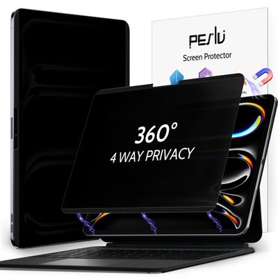 Peslv 4-Way Magnetic Privacy Screen for iPad Pro 13 Inch M4/M5 [2024/2025 7/8th Gen], 360 Removable Anti Blue Light Glare Spy Filter, High Sensitive Bubble-Free Black Security Screen Protector