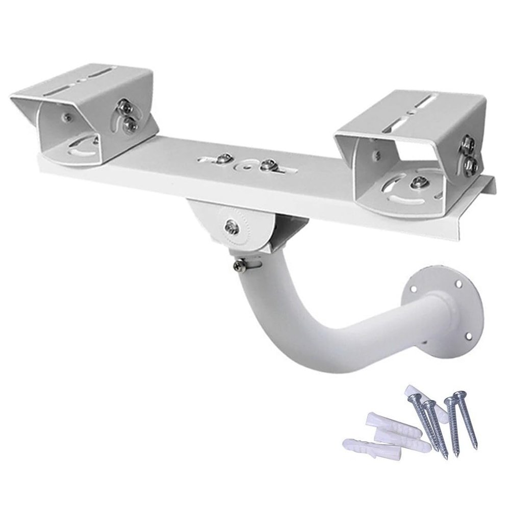 Security Camera Mount Holder Double Surveillance Camera L Type Metal Steel One to 2 Horizontal Cross Bar Dual Camera Mount Bracket Extension Bar Horizontal Arm L Shape Wall Mounting 2 Base Bracket