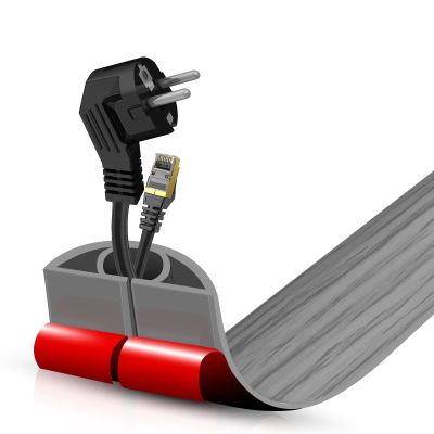 Floor Cord Cover Self Adhesive Cord Hider,3.3FT Cable Management, Extension Strip Protector for Wires, Prevent Cable Trips for Offices, Gyms, Exhibitions Cavity:0.51"(W) x 0.3"(H) Gray Wood