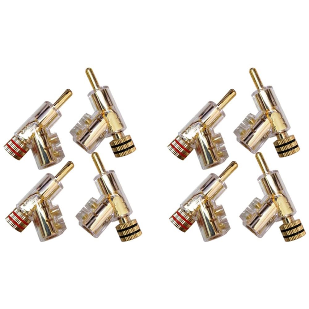 Nuhikap 8 Pcs of Audio Banana Plug Connector Speaker Cable Accessories 45 Degree Locking Screw Welding-Gold