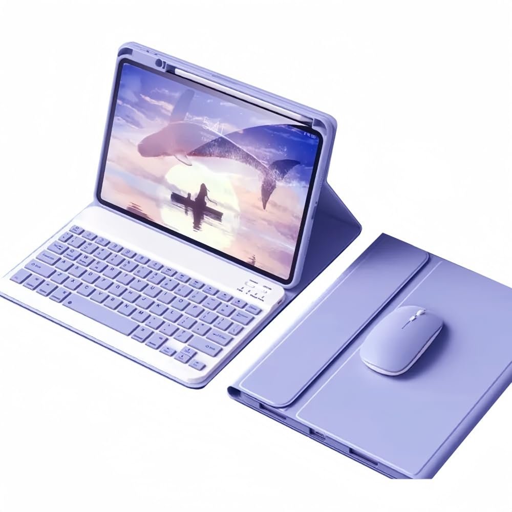 kaidisen Keyboard Case Mouse for iPad Pro 11 inch (M5/M4) 2025/2024 Detachable Cute Color Keyboard Case Support Pencil Charging,Purple