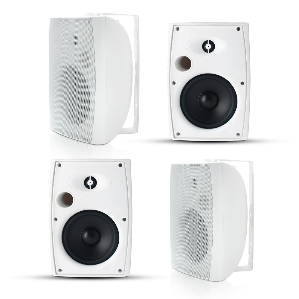 Herdio 6.5 Inch 800W Passive Outdoor Speakers Wired Waterproof 2-Way Wall Mounted Speakers with Bass Suitable for Patio Pool Deck Porch Backyard Indoor Home (2 Pairs, White)