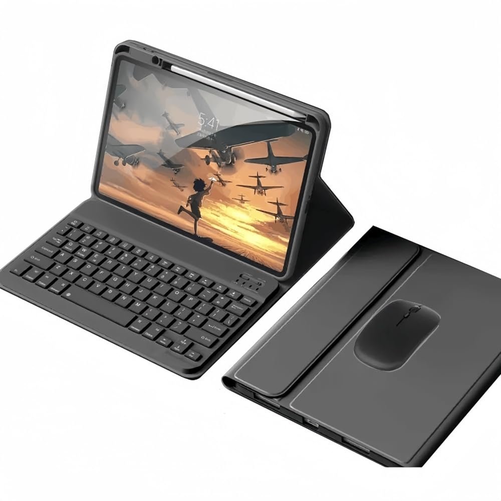 kaidisen Keyboard Case Mouse Compatible with iPad Air 11 inch (M2) 2024 Detachable Cute Color Keyboard Case Support Pencil Charging,Black