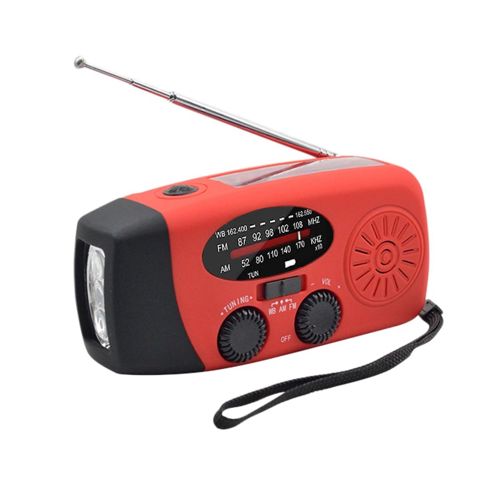 KKnoon Emergency Hand Crank Radio with LED Flashlight for Emergency AM/FM NOAA Portable Weather Radio Dynamo Radio with 2000mAh Power Bank Phone Charger USB Charged & Solar Power for Camping Emergency
