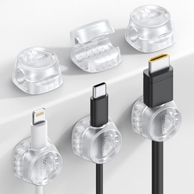 6Pack Cord Organizer, Office Desk Accessories - Lamicall Clear Cable Management Clips, Home Workspace Chritsmas Organization Accessories, Nightstand Desk Decor, Dorm Room Desktop Gadget Essentials