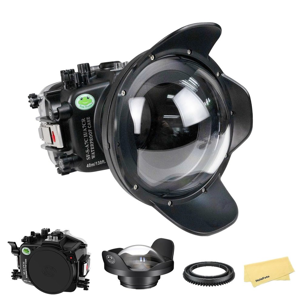 Seafrogs Underwater Housing for Sony A7C II / A7CR with WA005B Dome Port, [40M/130FT] Waterproof Scuba Housing Case for Sony Alpha 7C II A7CR with FE 28-60 mm F4-5,6, E 10-18mm F4 OSS