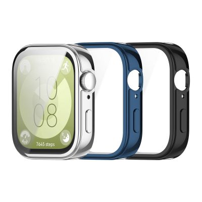 TPU Case Compatible for Huawei Watch FIt 3 Protector Watch Case, Protective Case Frame Bumper Cover Compatible for Huawei Watch FIt 3 Smartwatch Accessories (Silver/Blue/Black)