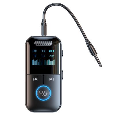 Bluetooth 5.4 Audio Transmitter Receiver, 4-in-1 Wireless Transmitter Adapter, Low Latency/HD Screen/TF Card Aux Adapter for Airplane, Car, Laptop, Radio,TV