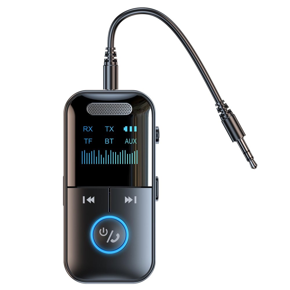Bluetooth 5.4 Audio Transmitter Receiver, 4-in-1 Wireless Transmitter Adapter, Low Latency/HD Screen/TF Card Aux Adapter for Airplane, Car, Laptop, Radio,TV