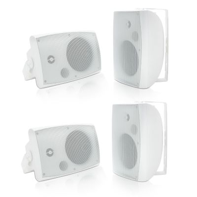 Herdio 6.5 Inch 800W Outdoor Bluetooth Speakers Wired Waterproof with Multifunctional Amplifier, Wall Mount Speakers for Patio Home Poolside Deck Backyard(2 Pairs,White)