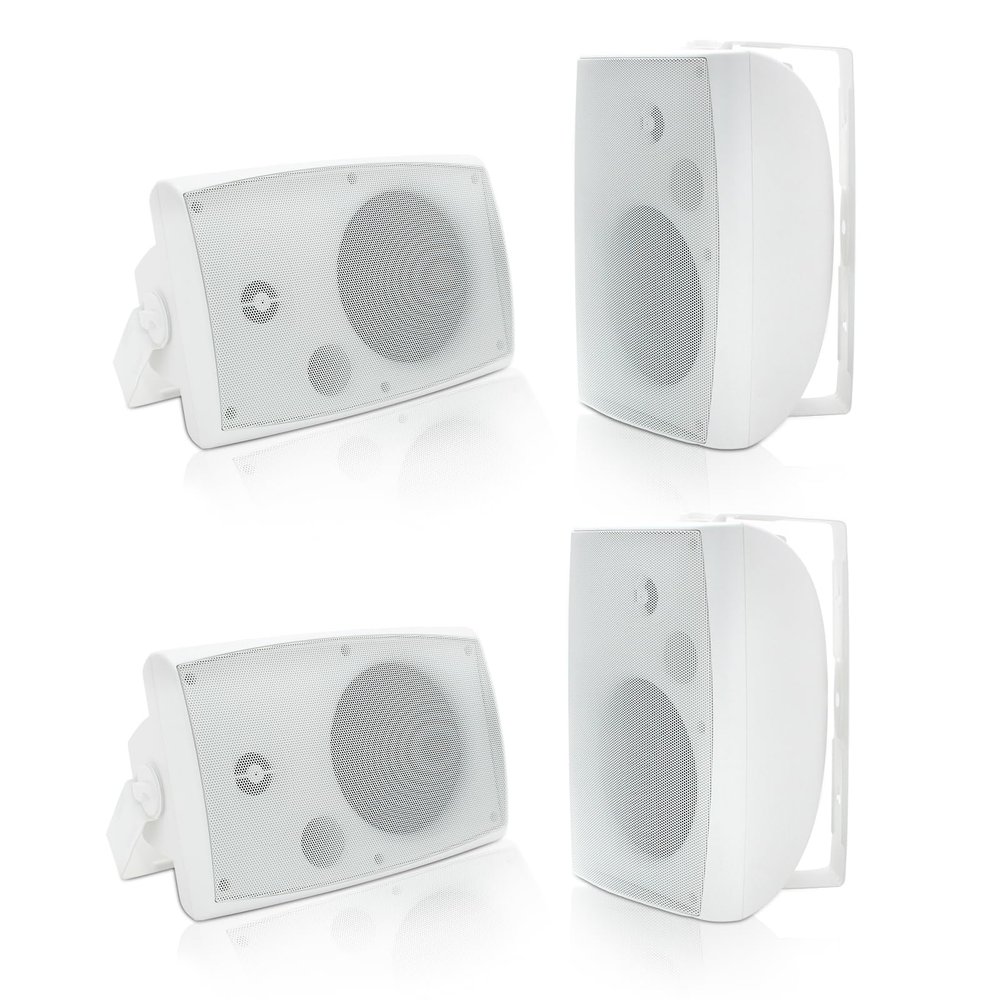 Herdio 6.5 Inch 800W Outdoor Bluetooth Speakers Wired Waterproof with Multifunctional Amplifier, Wall Mount Speakers for Patio Home Poolside Deck Backyard(2 Pairs,White)