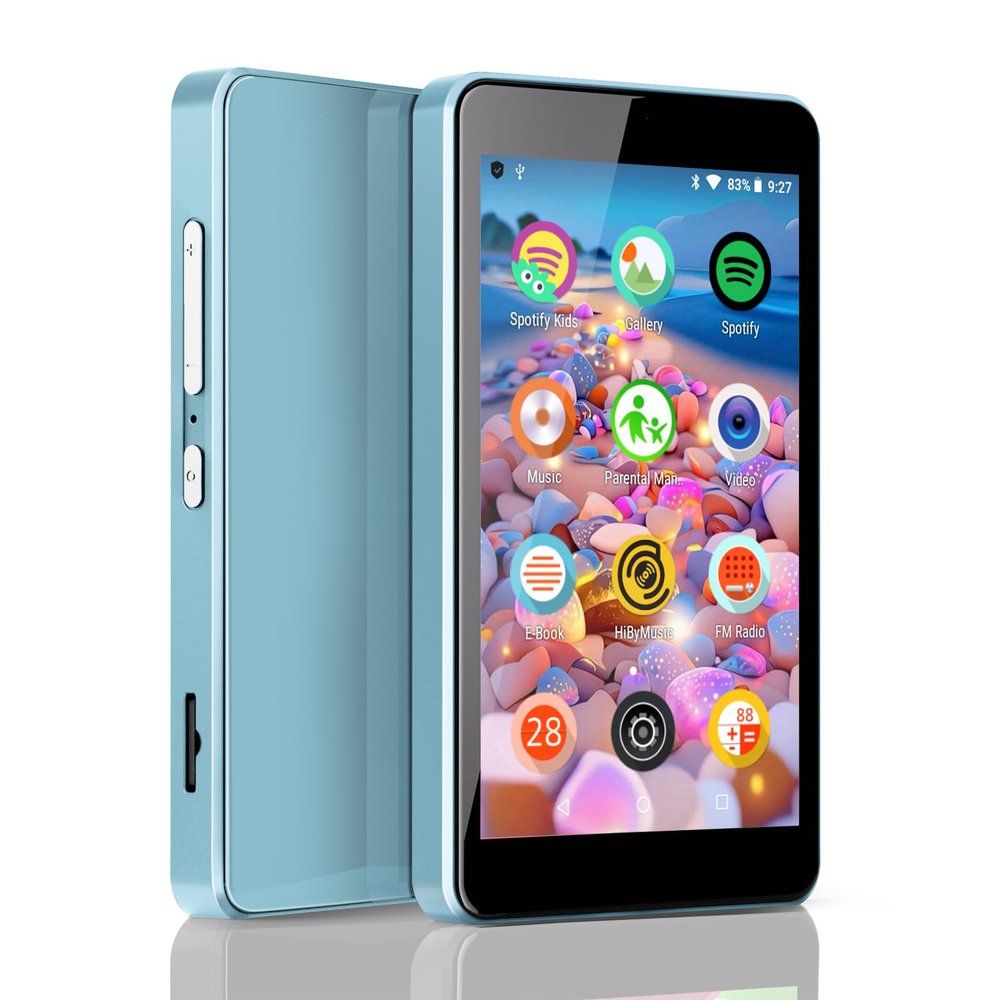 Kids MP3 Player with Parental Controls, Spotify Kids, Spotify, Audible, Amazon Music, 4.0" IPS MP4 Music Player Up to 256GB (Blue)