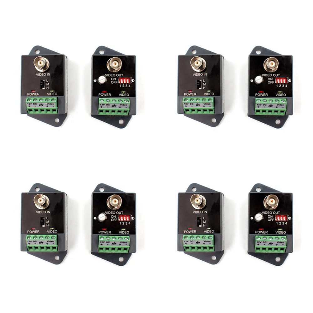 Viodmss 4X Single-Channel Active Video Balun for CCTV HD-TVI CVI AHD Active HD Video Transceiver