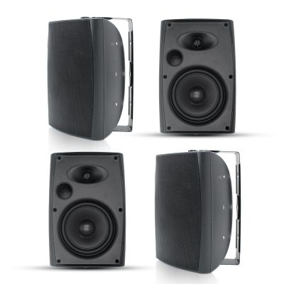 Herdio 6.5 Inch 800W Passive Outdoor Speakers Wired Waterproof 2-Way Wall Mounted Speakers with Bass Suitable for Patio Pool Deck Porch Backyard Indoor Home (2 Pairs, Black)