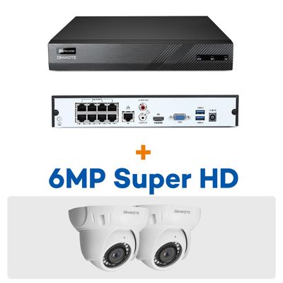 ONWOTE 4K 8 Channel NVR with (2) 6MP PoE IP Security Cameras