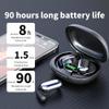 JIECAN Open Ear Headphones Bluetooth V5.3 Wireless Earbuds with Earhooks with Digital Display Charging Case, Conduction Headphones with Mic Waterproof Sport Earbuds for Running (Black) view 3