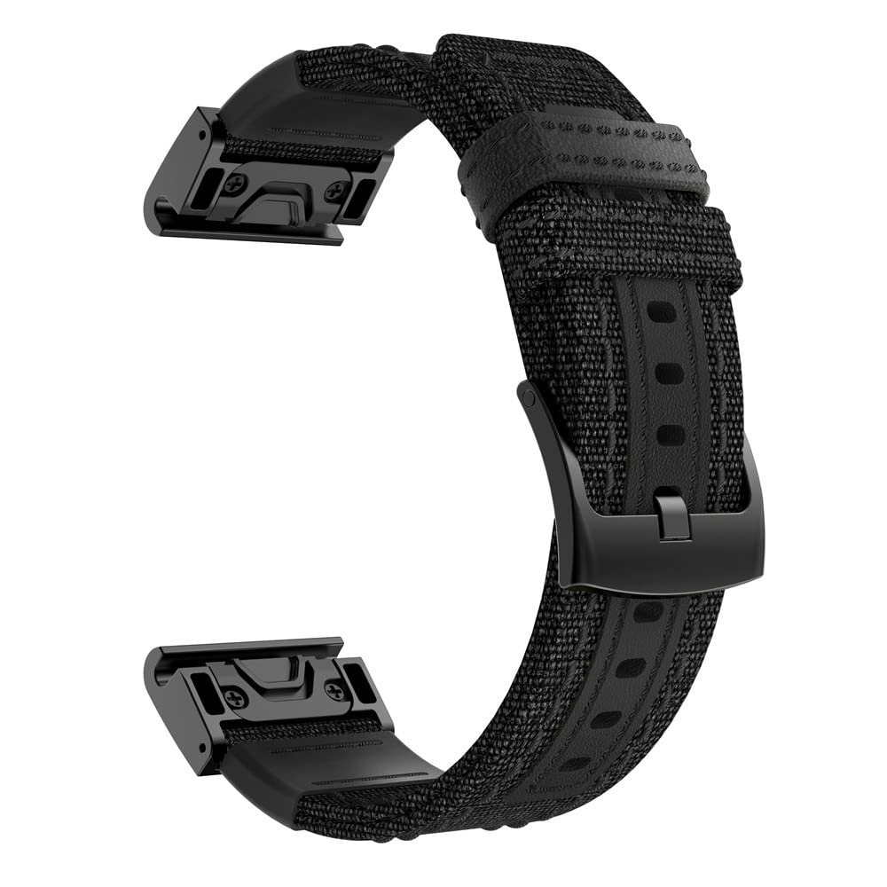 LZVRX 26 22MM Canvas Quick Release Watchband Strap For Garmin Fenix 6X 6 Pro 5 5XPro Enduro Descent Mk2 Watch Easyfit Smart Wrist Band(Color:B,Size:26mm Fenix 3 3HR)