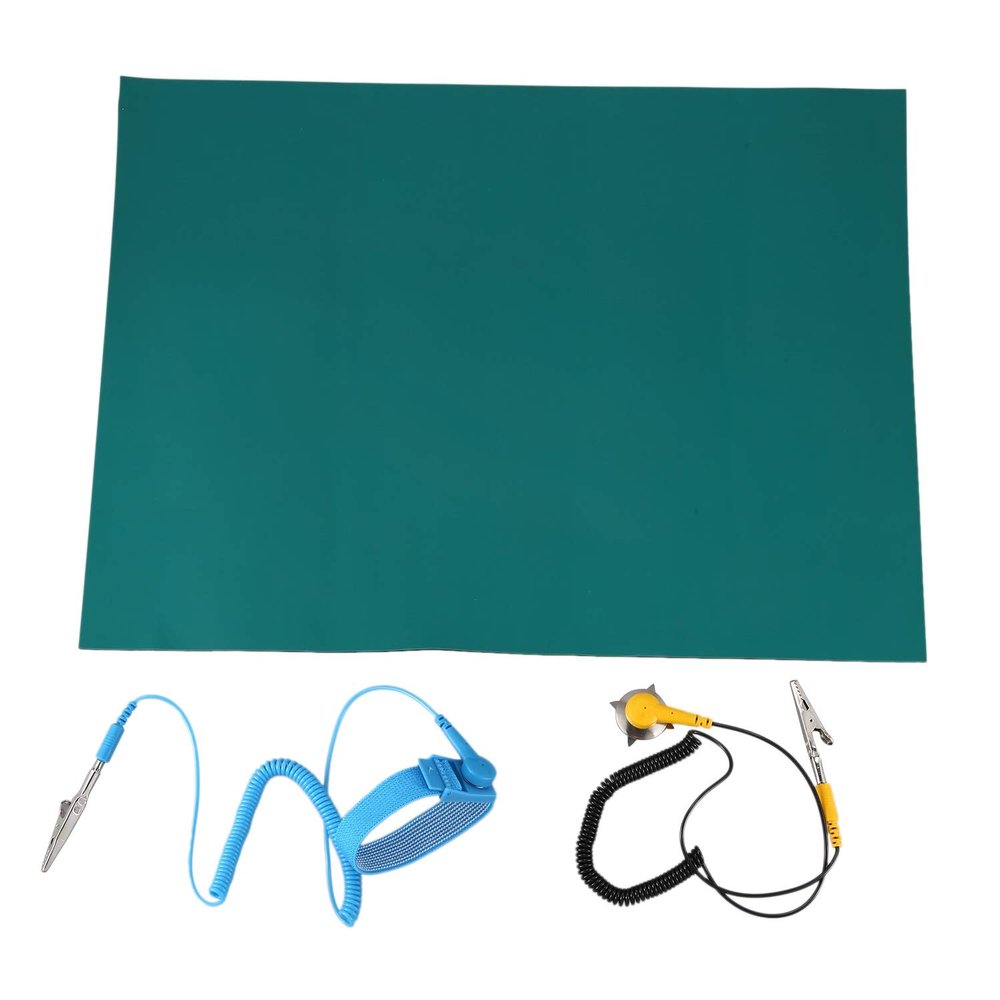 Pasuihcay Anti-Static Mat Phone Repair Soldering Pad with Ground Wire ESD Wrist for Repair Mobile Repair Soldering Mat, Green
