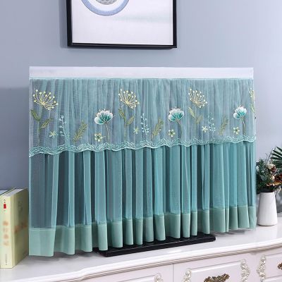 BYTCK Indoor Lace TV Cover, Elastic Dust Cover with Creative Lace Design, Breathable Dust Cover with Modern Design, Antistatic Dust Covers, Embroidery TV Hoods(Color:Color3,Size:65inch)