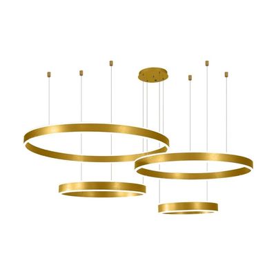 DXYC LED Chandelier Adjustable Brushed Gold 3 Rings Ceiling Light with Modern Design for Living Room Dining Room Bedroom Kitchen Foyer Office Hotel(40+60+80+100cm)