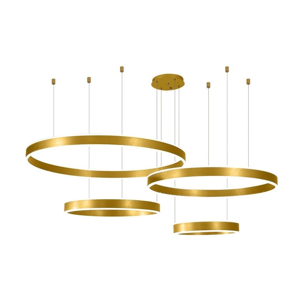DXYC LED Chandelier Adjustable Brushed Gold 3 Rings Ceiling Light with Modern Design for Living Room Dining Room Bedroom Kitchen Foyer Office Hotel(40+60+80+100cm)
