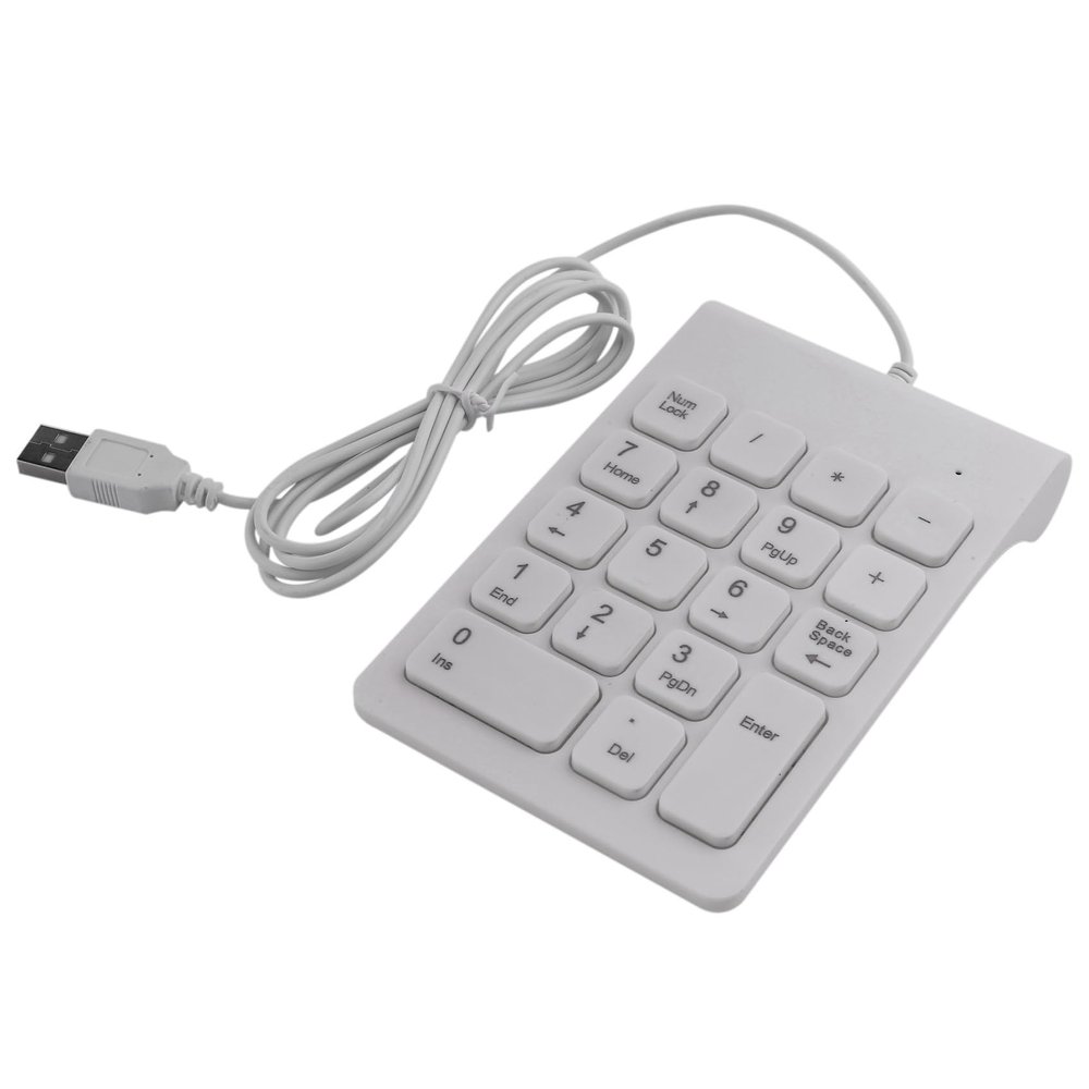 Pasuihcay Mini USB Wired Numeric Keypad Numpad 18 Keys Digital Keyboard for Accounting Teller Laptop Android Notebook Tablets PC (White)