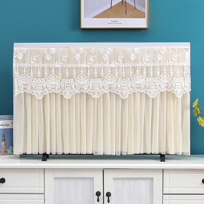 BYTCK Indoor Television Dust Proof Cover Lace, Lace TV Screen Protector Cloth, Antistatic Television Monitors Dust Proof Cover, Gauze Lace Tv Cover(Color:Color3,Size:52-55inch)