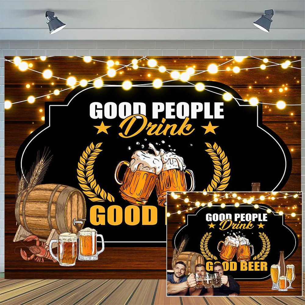 20x10ft Cheers and Beers Party Decorations Backdrop Retro Rustic Wooden 30th 40th 50th Men Happy Birthday Theme Party Photography Banner Background Cake Table Supplies Photo Booth Props