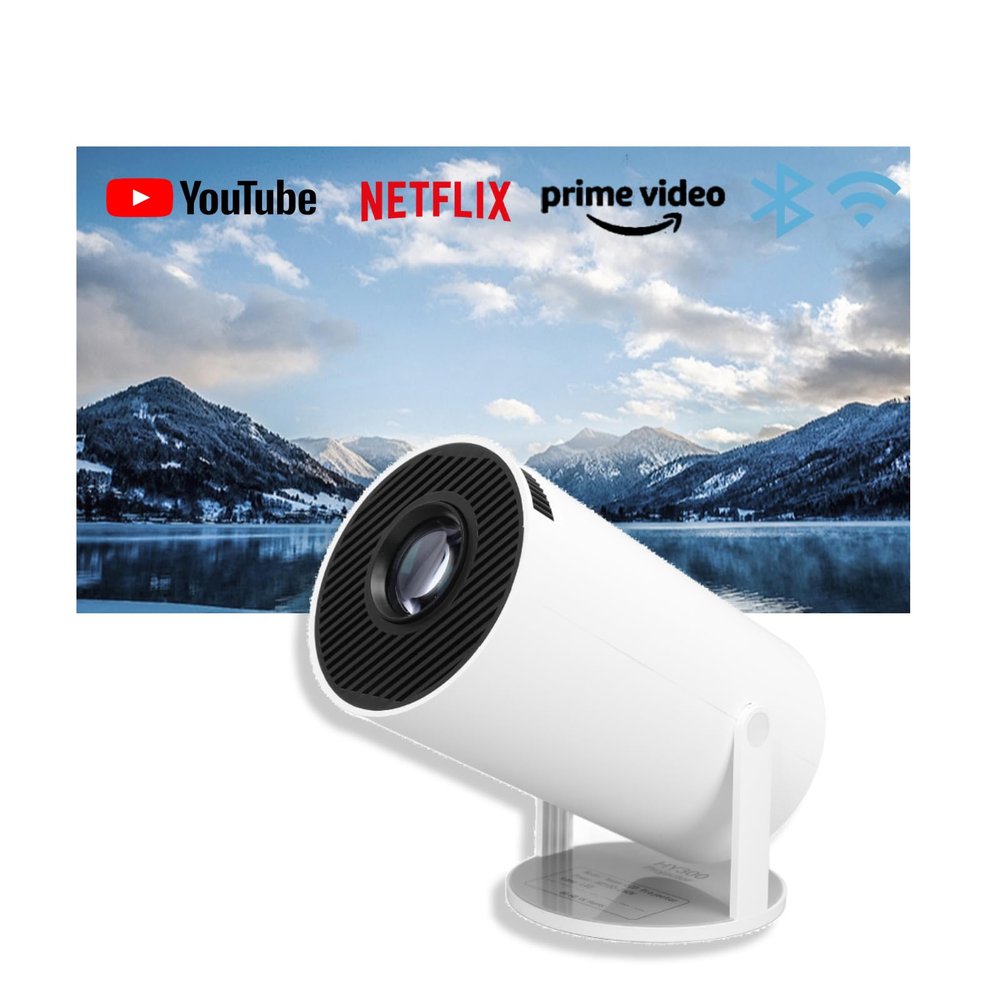 4K Mini Projector with and Bluetooth, Portable Smart Projector 1080P Support, 180Rotatable Home Movie Projector Android 11 for Phone/TV Stick/Laptop