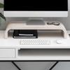Anji Mountain Wood Monitor Stand Riser Desk Desktop Organizer Table for Home, Office Workspace, Laptop Riser, Ergonomic Design Stand for Gaming Setup, White Wash