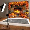 15x10ft Fall Thanksgiving Fireplace Backdrop Autumn Harvest Pumpkin Brick Wall Photography Backdrops Maple Leaf Sunflower Thanksgiving Party Decorations Backdrop Photo Props Supplies view 2