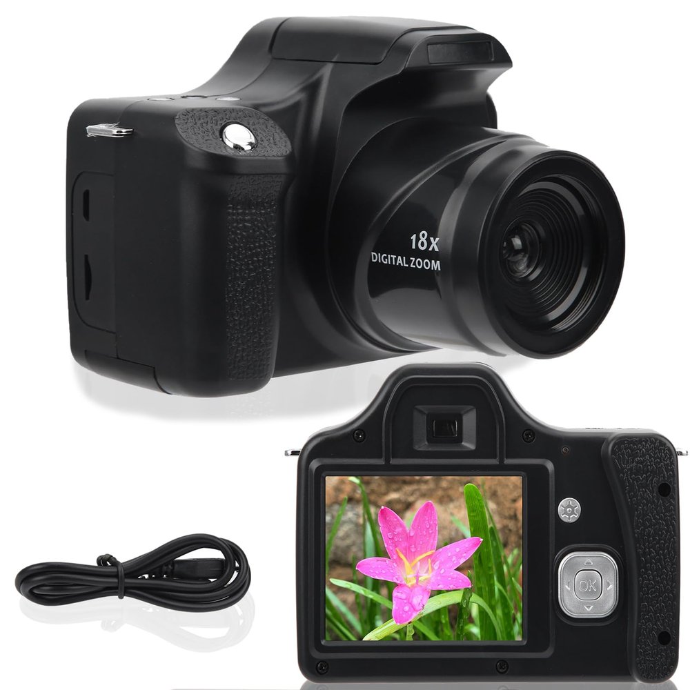 4K Digital Camera,18X Zoom FHD SLR Camera,3in LCD Screen Long Focal Length Anti Shake Vlogging Camera for Photography (Standard Type)