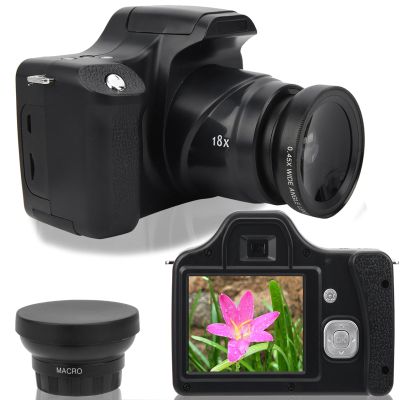 4K Digital Camera,18X Zoom FHD SLR Camera,3in LCD Screen Long Focal Length Anti Shake Vlogging Camera for Photography (Standard Version + Wide-Angle Lens)