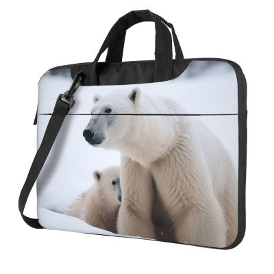 15.6 inch Laptop Tote Bag Men Women Snow Animal Polar Bear Shoulder Laptop Sleeve Briefcase Messenger Computer Bag
