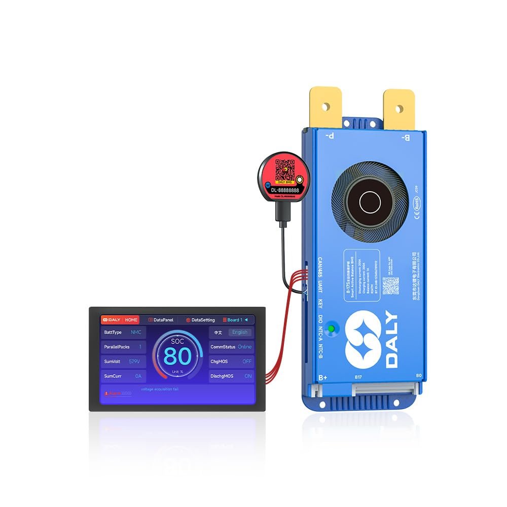 100BALANCE 200A 8-17S Smart Active Balance CAN BMS + WiFi Module +4.3inch Touch LCD Display Set