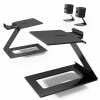 PUTORSEN Desk Speaker Stands,Desktop Speaker Stands for Most Small & Medium Bookshelf Speakers, Computer Speakers,Depth Up to 7.71in,6 Tilt Angle,Speaker Risers with Vibration Absorption Pad, Black view 1