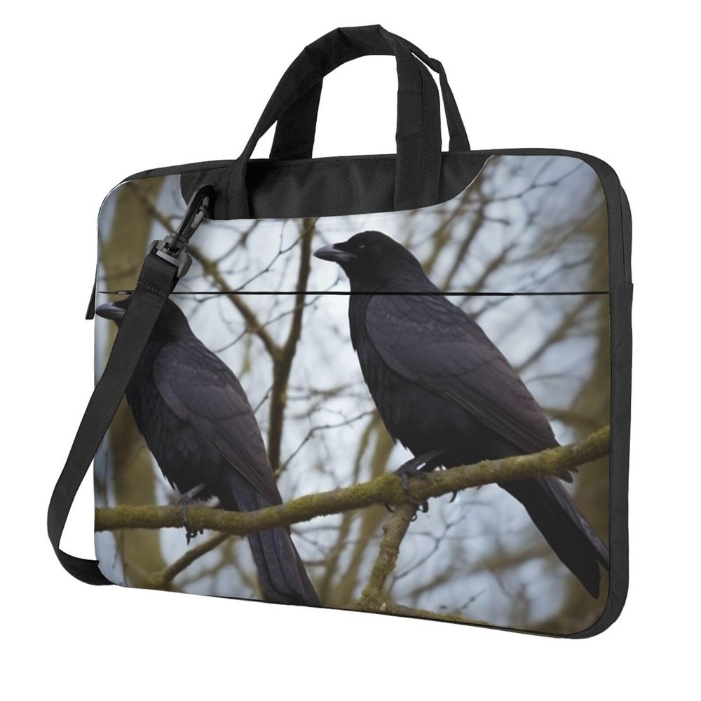 15.6 inch Laptop Tote Bag Men Women Black Crow Birds Shoulder Laptop Sleeve Briefcase Messenger Computer Bag