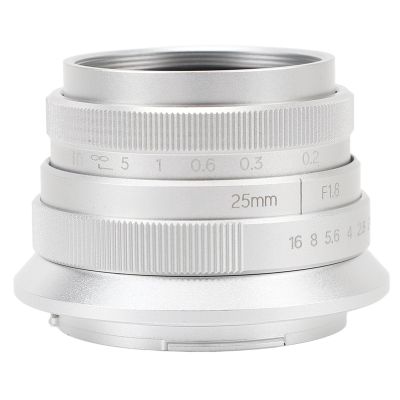 25mm F1.8 APS C Large Aperture Lens,Mark II Manual Focus Lens Compatible with M Mount Cameras M3 M5 M6 M10 M100 M50 M200,Silver