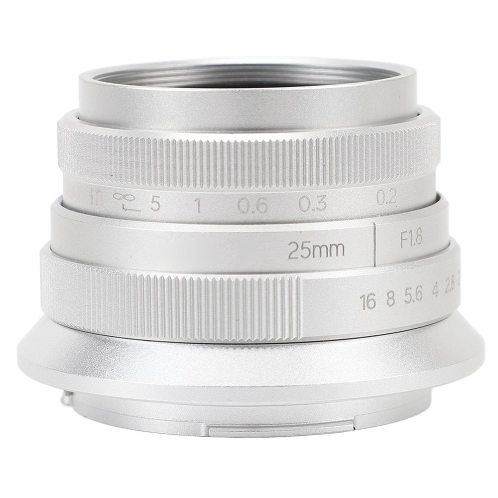 25mm F1.8 APS C Large Aperture Lens,Mark II Manual Focus Lens Compatible with M Mount Cameras M3 M5 M6 M10 M100 M50 M200,Silver