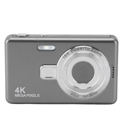 1080P Digital Camera for Vlogging, 16X Zoom 12MP Auto Focus Video Camera, 2.4in TFT Screen Selfie Digital Camera Built in Fill Light for Kids Boys Girls Students (Grey)