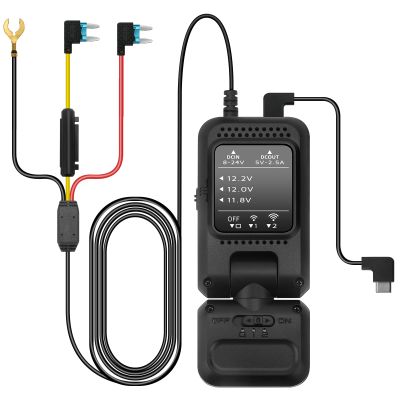 Dash Cam Hardwire Kit USB C Port,with Dual-Chip 360 Radar Sensor for 24H Parking Mode Dashcam, Dashboard Camera Car Charger Cable Kit 12V- 24V to 5V w/Fuse Kit, Low Voltage Protection (XJDCRL001)